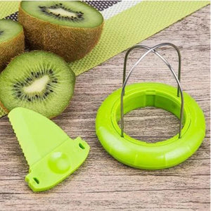 Planet Gates Green Fast Fruit Kiwi Cutter Peeler Slicer Kitchen Gadgets Stainless Steel Kiwi Peeling Tools Kitchen Fruit Salad Kitchen Accessories