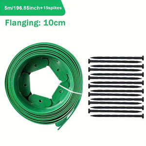 Planet Gates Green Flanging 10cm 1pc, 196.85inch Fixed Garden Barrier Lawn Grass Plastic Edging Border Landscape With 15 Anchoring Solid Pegs Easy Install Insert Lawn Borde