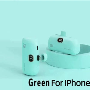 Planet Gates Green for iPhone / 0-2000mAh Mini Power Bank 2000/5000mAh Built Cable Portable Mobile Charger Fast Charger Spare Battery Capsule Power bank For iPhone Type-C