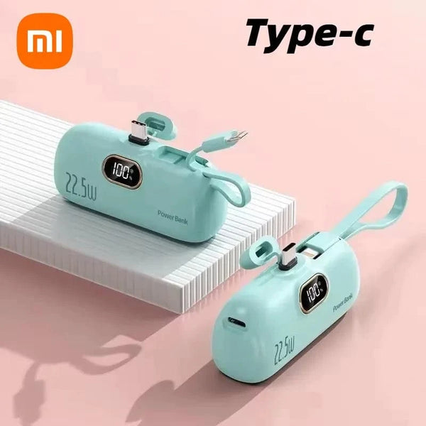 Planet Gates Green For Type-C / 30000mAh Xiaomi Mijia 30000mAh Mini Portable Power Bank Capsule Mobile Power Supply Emergency External Battery Fast Charger For iPhone 16