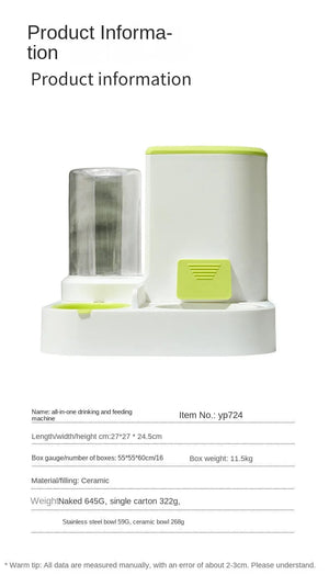 Planet Gates Green foundation / Water feeder Automatic Cat Feeding and Water Feeding Device, Dog Bowl, Cat Basin, 2-in-1 Water Dispenser, Cat Bowl, Pet Supplies