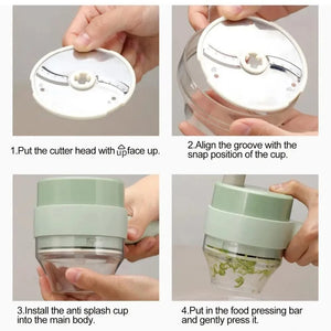 Planet Gates Green Garlic Grinder With Handle Electric Meat Mincer Garlic Chopper Chili Ginger Fruit Vegetable Onion Cutter  Kitchen Cooking Gadget