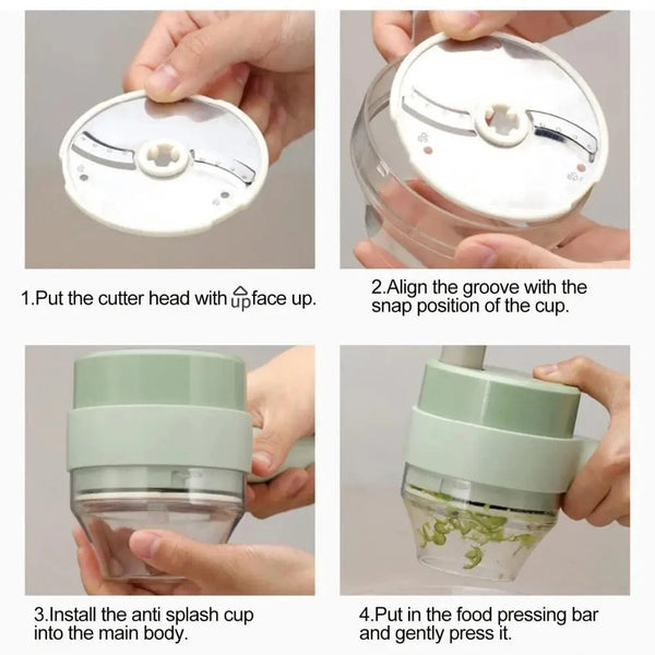 Planet Gates Green Garlic Grinder With Handle Electric Meat Mincer Garlic Chopper Chili Ginger Fruit Vegetable Onion Cutter  Kitchen Cooking Gadget