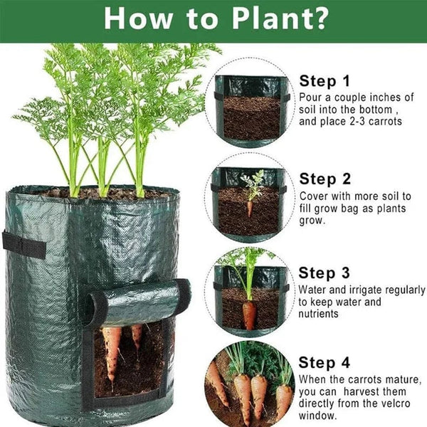 Planet Gates Green Grow Bag / 25x22cm    3 gallons Potato Grow Bags PE Vegetable Planter Growing Bag DIY Fabric Grow Pot Outdoor Garden Pots Garden Tools Veget Garden 1-12 Gallons