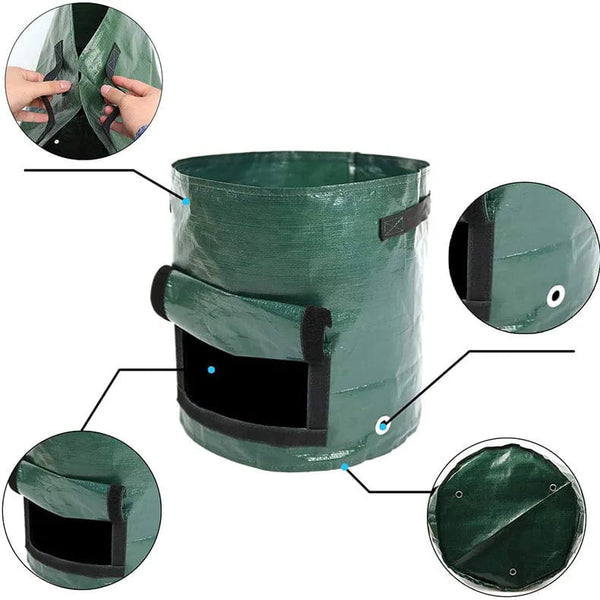 Planet Gates Green Grow Bag / 25x22cm    3 gallons Potato Grow Bags PE Vegetable Planter Growing Bag DIY Fabric Grow Pot Outdoor Garden Pots Garden Tools Veget Garden 1-12 Gallons