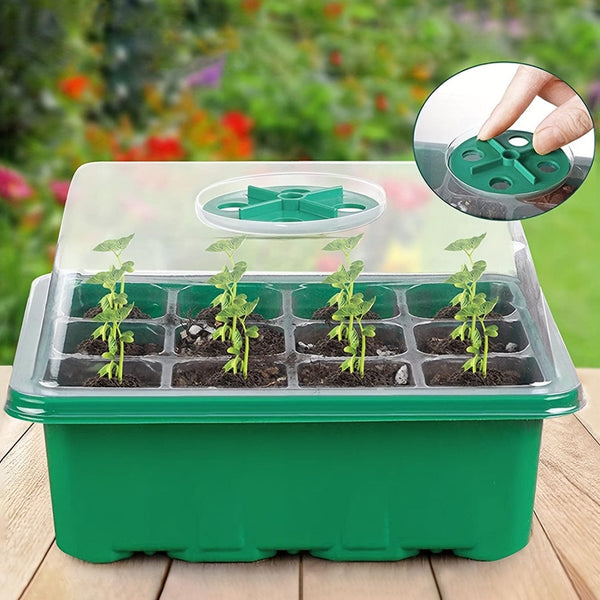 Planet Gates Green Grow Your Garden with This 12-Hole Seedling Box - Includes Lid, Insulation, and Moisturizing Plate for Optimal Germination!