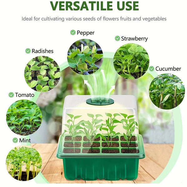 Planet Gates Green Grow Your Garden with This 12-Hole Seedling Box - Includes Lid, Insulation, and Moisturizing Plate for Optimal Germination!