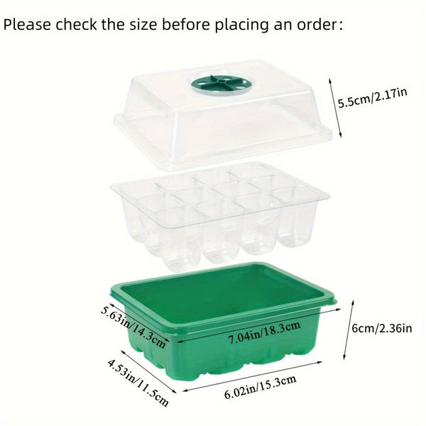 Planet Gates Green Grow Your Garden with This 12-Hole Seedling Box - Includes Lid, Insulation, and Moisturizing Plate for Optimal Germination!