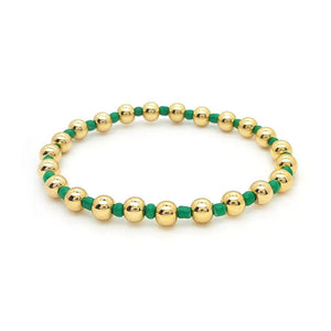 Planet Gates Green KKBEAD 18 K Gold Beads Bracelets Y2k Gold Plated Beaded Stretch Bracelet Jewelry for Women Accessories Pulseras Mujer Moda