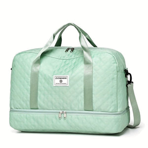 Planet Gates Green Lightweight Argyle Pattern Luggage Bag, Large Capacity Travel Duffle Bag, Portable Overnight Bag