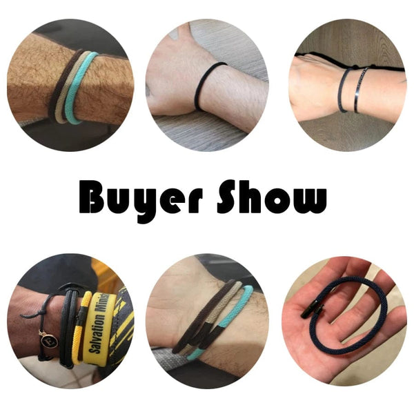 Planet Gates Green / M 19.5cm 7.7Inch 2024 New Minimalist Rope Bracelet Unisex Stainless Steel Snap Fastener Lucky Red Thread Braslet Gift For Lovers Pulsera Macrame