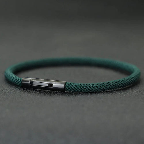 Planet Gates Green / M 19.5cm 7.7Inch 2024 New Minimalist Rope Bracelet Unisex Stainless Steel Snap Fastener Lucky Red Thread Braslet Gift For Lovers Pulsera Macrame