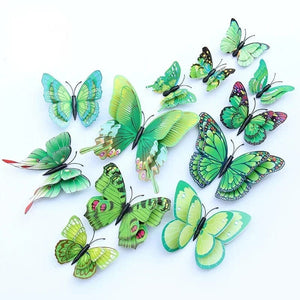 Planet Gates Green - Magnet 12pcs 3D Double Layer Butterflies Wall Stickers Living Room Decor Wedding Kids  Decoration DIY  Art Magnet