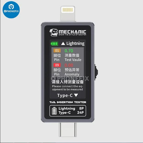 Planet Gates green Mechanic T-824 No Disassembly Required Mobile Phone Tail Insertion Detector Digital Display Current Power Check Independent Pin