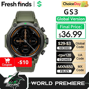 Planet Gates Green / Mexico [World Premiere]Blackshark GS3 Smart Watch Global Version 1.43"AMOLED Display 5ATM 21 Day Battery Life GPS Satellite Positioning