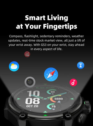 Planet Gates Green / Mexico [World Premiere]Blackshark GS3 Smart Watch Global Version 1.43"AMOLED Display 5ATM 21 Day Battery Life GPS Satellite Positioning