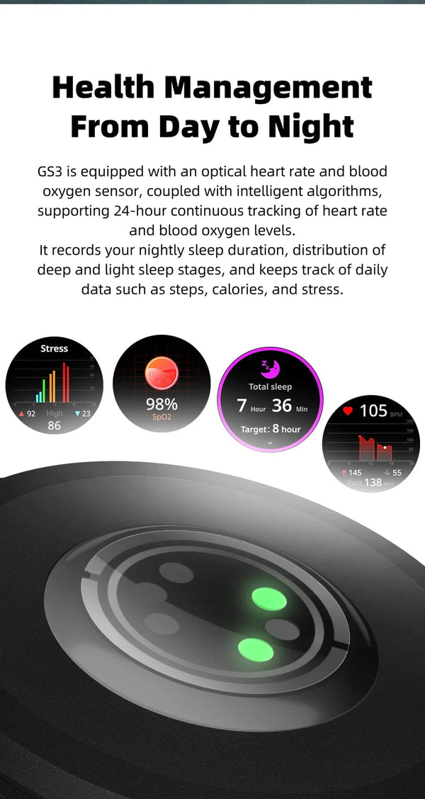 Planet Gates Green / Mexico [World Premiere]Blackshark GS3 Smart Watch Global Version 1.43"AMOLED Display 5ATM 21 Day Battery Life GPS Satellite Positioning