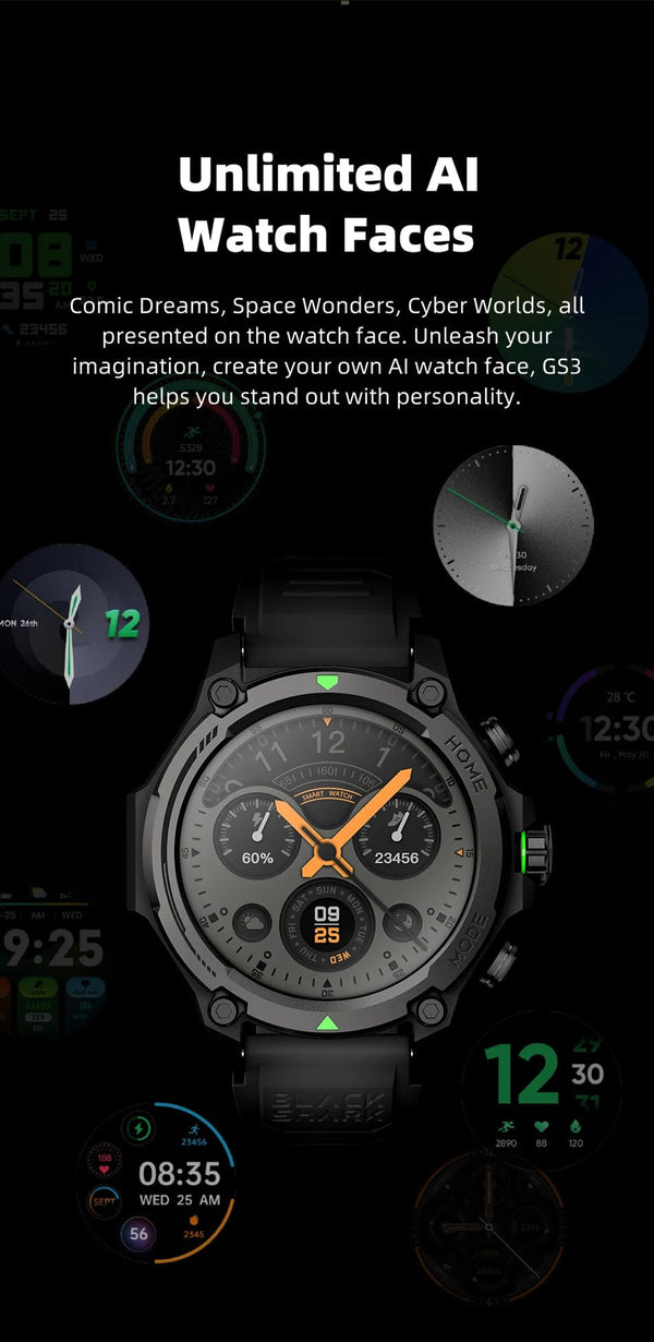 Planet Gates Green / Mexico [World Premiere]Blackshark GS3 Smart Watch Global Version 1.43"AMOLED Display 5ATM 21 Day Battery Life GPS Satellite Positioning