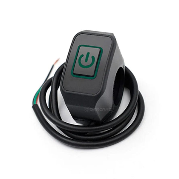 Planet Gates Green Motorcycle Handlebar Switch with LED Light 7/8'' 22mm Momentry Buttton for Electric Star Kill Waterproof Control Switch Button