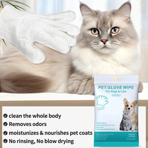 Planet Gates green New 6PCS Pet Wash-Free Gloves Cat Bath Deodorant Wipes Disposable Cleaning Dry Cleaning Dog Wipes Gentle And Convenient Gloves