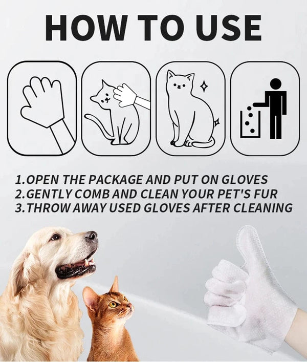 Planet Gates green New 6PCS Pet Wash-Free Gloves Cat Bath Deodorant Wipes Disposable Cleaning Dry Cleaning Dog Wipes Gentle And Convenient Gloves