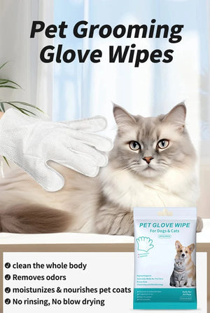 Planet Gates green New 6PCS Pet Wash-Free Gloves Cat Bath Deodorant Wipes Disposable Cleaning Dry Cleaning Dog Wipes Gentle And Convenient Gloves