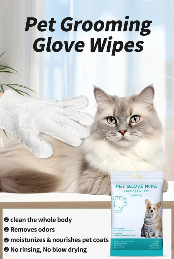 Planet Gates green New 6PCS Pet Wash-Free Gloves Cat Bath Deodorant Wipes Disposable Cleaning Dry Cleaning Dog Wipes Gentle And Convenient Gloves