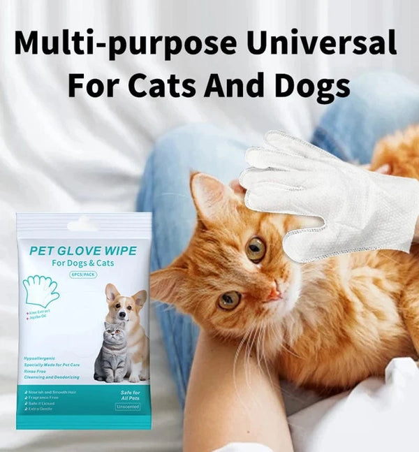 Planet Gates green New 6PCS Pet Wash-Free Gloves Cat Bath Deodorant Wipes Disposable Cleaning Dry Cleaning Dog Wipes Gentle And Convenient Gloves