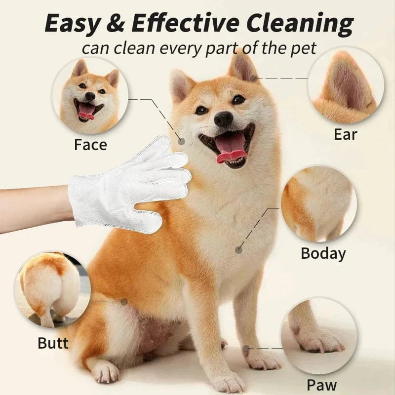 Planet Gates green New 6PCS Pet Wash-Free Gloves Cat Bath Deodorant Wipes Disposable Cleaning Dry Cleaning Dog Wipes Gentle And Convenient Gloves