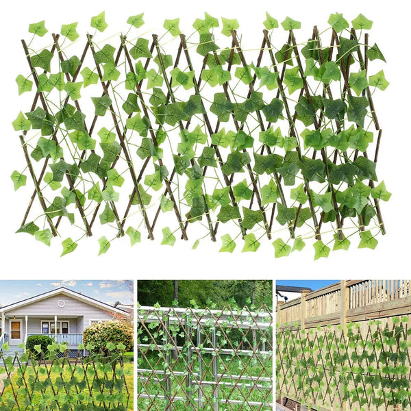 Planet Gates Green New Garden Screening Expanding Trellis Privacy Screen Hedge Artificial Faux Ivy Leaves Wooden Fence for Garden Buildings