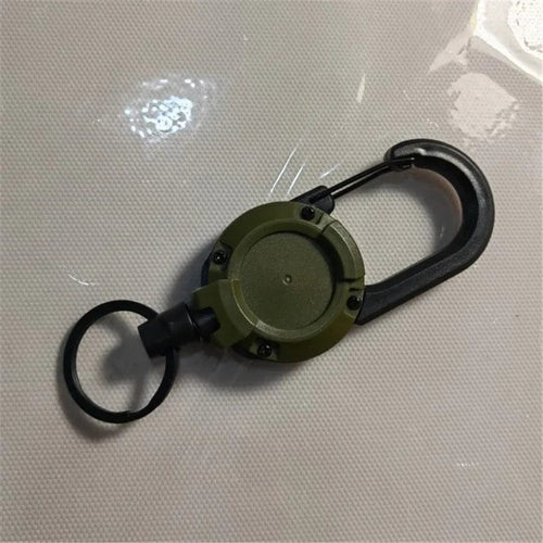 Planet Gates Green New Outdoor Automatic Retractable Wire Rope Luya Anti-theft Tactical Keychain Telescopic Keychain Retractable Hook Tool