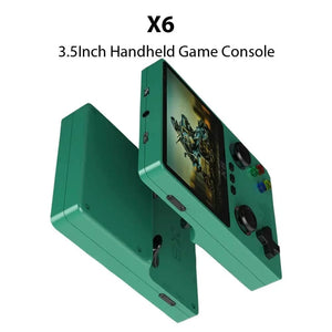 Planet Gates Green NEW X6 Game Console Retro Video Game Console 3.5'' IPS Screen Portable Handheld Game Player Classic Games Children Gifts