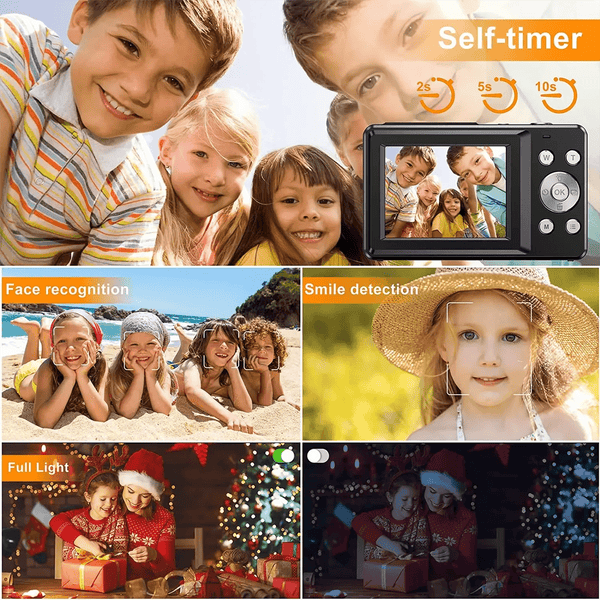 Planet Gates Green No Card HD 1080P 2.4 inch digital Camera Rechargeable Cameras with 16x Zoom Compact Camera 44MP Cameras for kids Beginner Camera