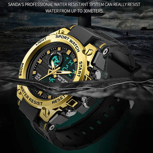 Planet Gates green / No SANDA G Style Men Digital Watch Date Military Sports Watches Waterproof Electronic Wristwatch Mens Clock Orologio da uomo 739