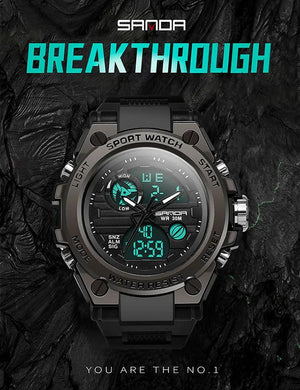 Planet Gates green / No SANDA G Style Men Digital Watch Date Military Sports Watches Waterproof Electronic Wristwatch Mens Clock Orologio da uomo 739