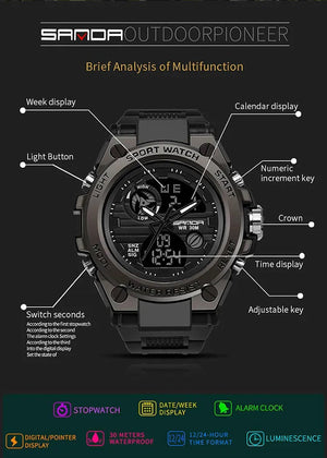 Planet Gates green / No SANDA G Style Men Digital Watch Date Military Sports Watches Waterproof Electronic Wristwatch Mens Clock Orologio da uomo 739