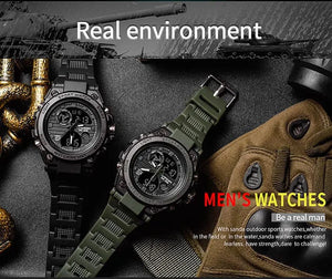 Planet Gates green / No SANDA G Style Men Digital Watch Date Military Sports Watches Waterproof Electronic Wristwatch Mens Clock Orologio da uomo 739