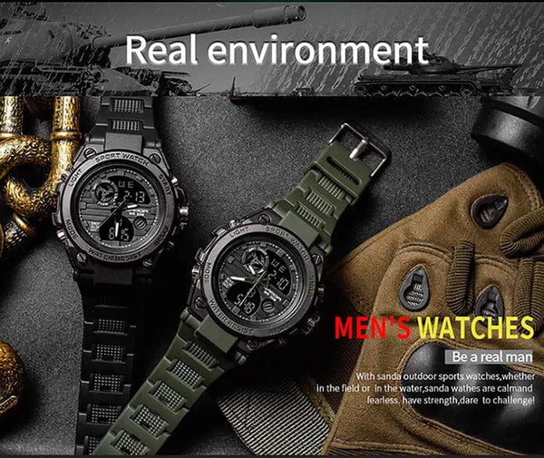 Planet Gates green / No SANDA G Style Men Digital Watch Date Military Sports Watches Waterproof Electronic Wristwatch Mens Clock Orologio da uomo 739