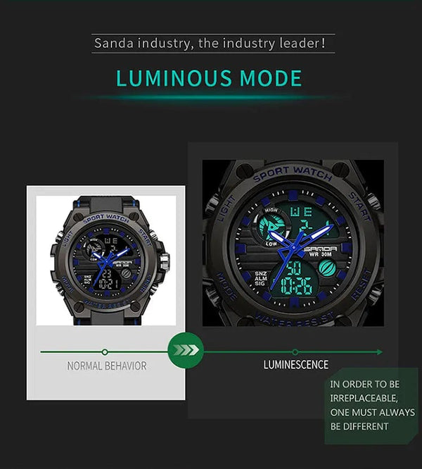 Planet Gates green / No SANDA G Style Men Digital Watch Date Military Sports Watches Waterproof Electronic Wristwatch Mens Clock Orologio da uomo 739