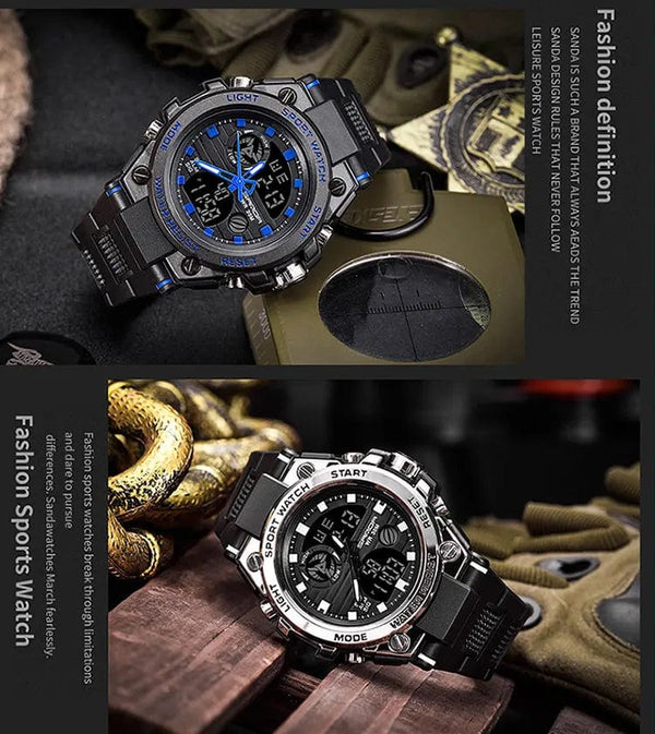 Planet Gates green / No SANDA G Style Men Digital Watch Date Military Sports Watches Waterproof Electronic Wristwatch Mens Clock Orologio da uomo 739