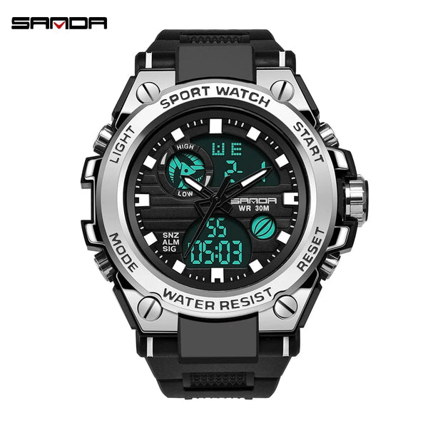 Planet Gates green / No SANDA G Style Men Digital Watch Date Military Sports Watches Waterproof Electronic Wristwatch Mens Clock Orologio da uomo 739