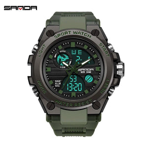 Planet Gates green / No SANDA G Style Men Digital Watch Date Military Sports Watches Waterproof Electronic Wristwatch Mens Clock Orologio da uomo 739