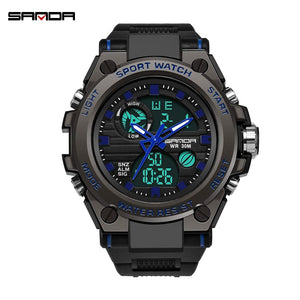 Planet Gates green / No SANDA G Style Men Digital Watch Date Military Sports Watches Waterproof Electronic Wristwatch Mens Clock Orologio da uomo 739