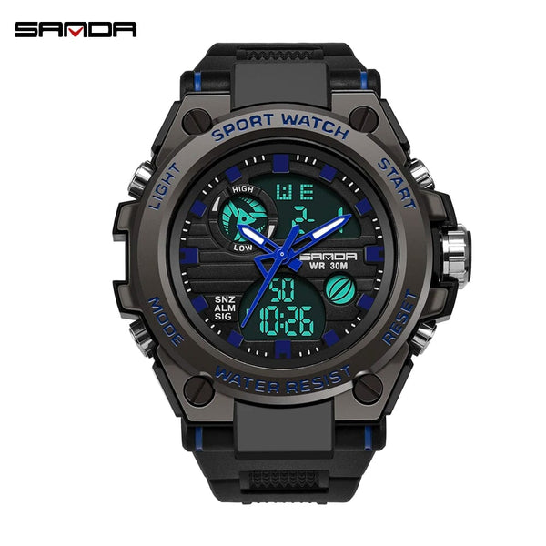 Planet Gates green / No SANDA G Style Men Digital Watch Date Military Sports Watches Waterproof Electronic Wristwatch Mens Clock Orologio da uomo 739