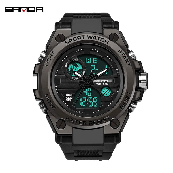 Planet Gates green / No SANDA G Style Men Digital Watch Date Military Sports Watches Waterproof Electronic Wristwatch Mens Clock Orologio da uomo 739