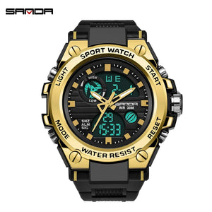Planet Gates green / No SANDA G Style Men Digital Watch Date Military Sports Watches Waterproof Electronic Wristwatch Mens Clock Orologio da uomo 739