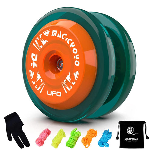 Planet Gates Green Orange / CHINA MAGICYOYO D4 UFO Responsive Yoyo, Professional Looping Yo Yo for Kits Beginner, Plastic Yo-Yo Great for 2A Tricks