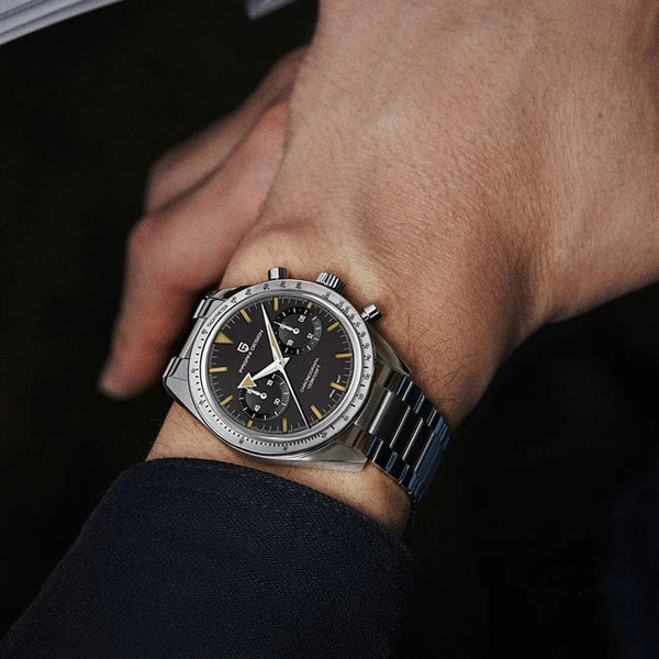 Planet Gates Green PAGANI DESIGN 2023 Mens watches Moon Quartz  Watch men speed Sport waterproof Chronograph AR Sapphire VK64 Steel Retro Luminous