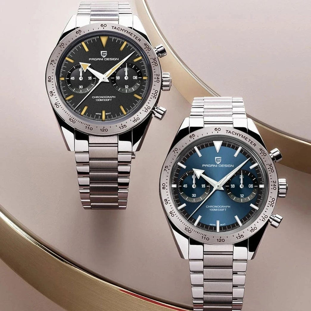 Planet Gates Green PAGANI DESIGN 2023 Mens watches Moon Quartz  Watch men speed Sport waterproof Chronograph AR Sapphire VK64 Steel Retro Luminous