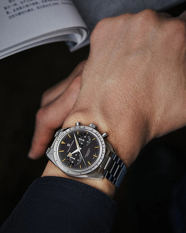 Planet Gates Green PAGANI DESIGN 2023 Mens watches Moon Quartz  Watch men speed Sport waterproof Chronograph AR Sapphire VK64 Steel Retro Luminous